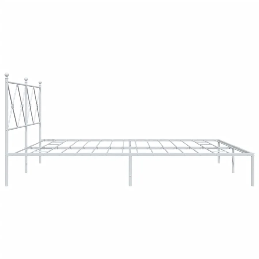 Cadre de lit métal sans matelas et tête de lit blanc 200x200 cm - 5