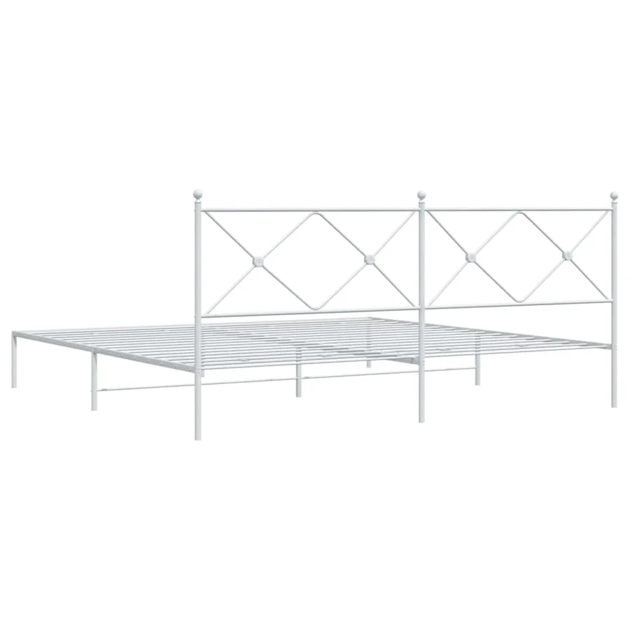 Cadre de lit métal sans matelas et tête de lit blanc 200x200 cm - 6