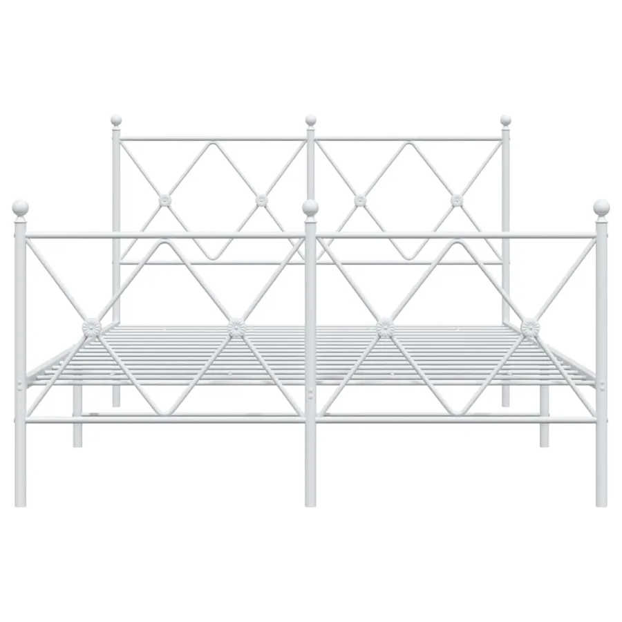 Cadre de lit métal sans matelas et pied de lit blanc 120x190 cm - 4