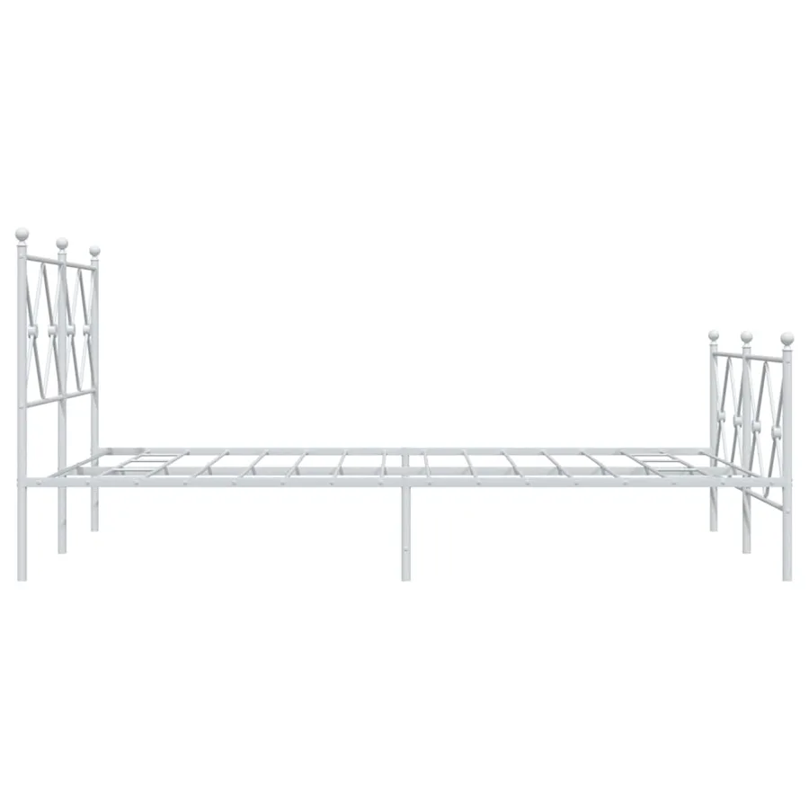 Cadre de lit métal sans matelas et pied de lit blanc 120x190 cm - 5