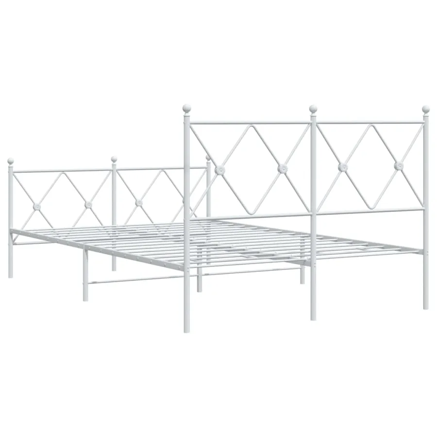 Cadre de lit métal sans matelas et pied de lit blanc 120x190 cm - 6