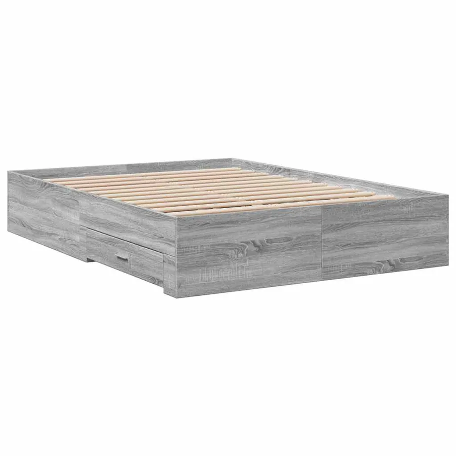 Cadre de lit avec tiroirs sans matelas sonoma gris 140x190 cm - 6
