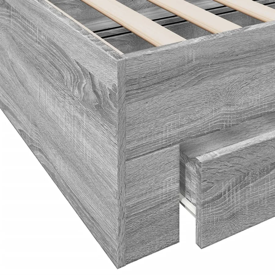 Cadre de lit avec tiroirs sans matelas sonoma gris 140x190 cm - 8