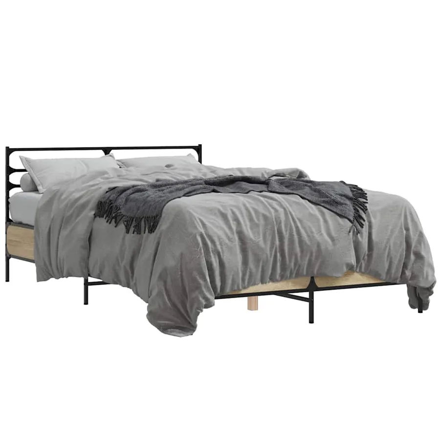 Cadre de lit sans matelas chêne sonoma 140x200 cm - 2