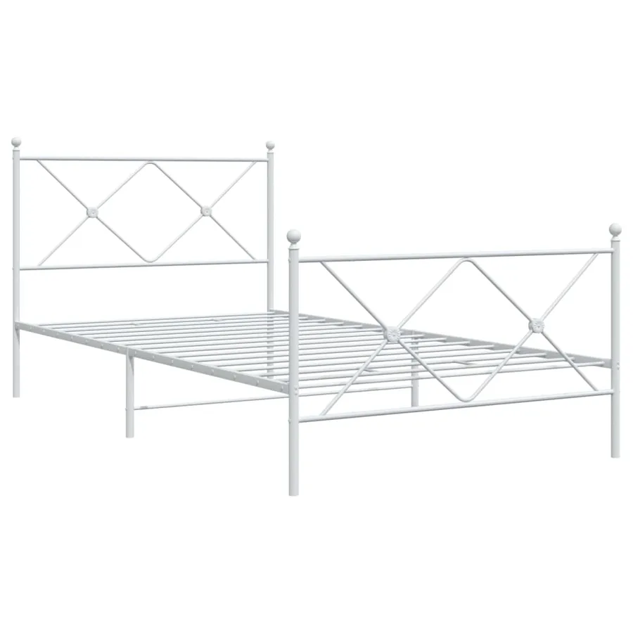 Cadre de lit métal sans matelas et pied de lit blanc 100x200 cm - 3