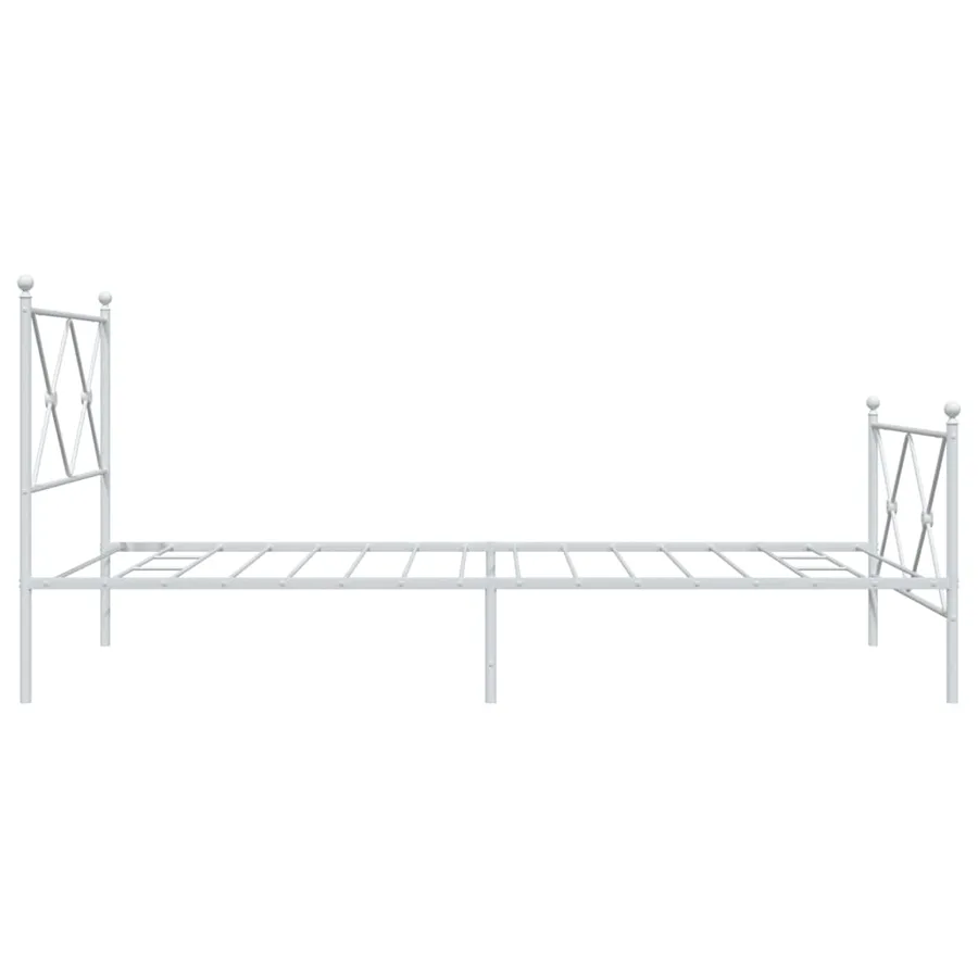 Cadre de lit métal sans matelas et pied de lit blanc 100x200 cm - 5