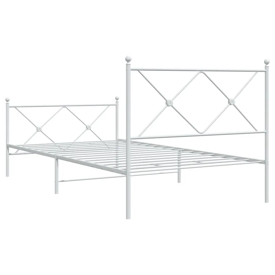 Cadre de lit métal sans matelas et pied de lit blanc 100x200 cm - 6