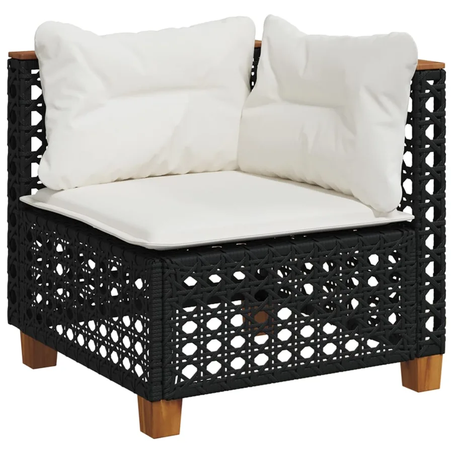 Salon de jardin 11 pcs avec coussins noir résine tressée - 3