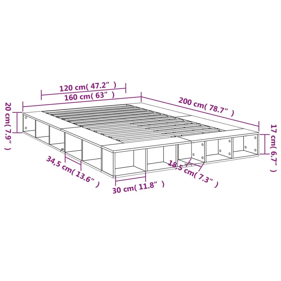 Cadre de lit sans matelas noir 160x200 cm - 10
