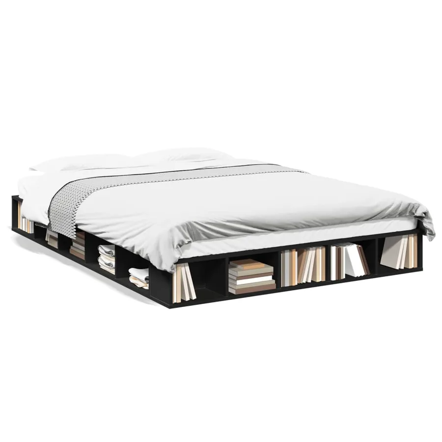 Cadre de lit sans matelas noir 160x200 cm - 2