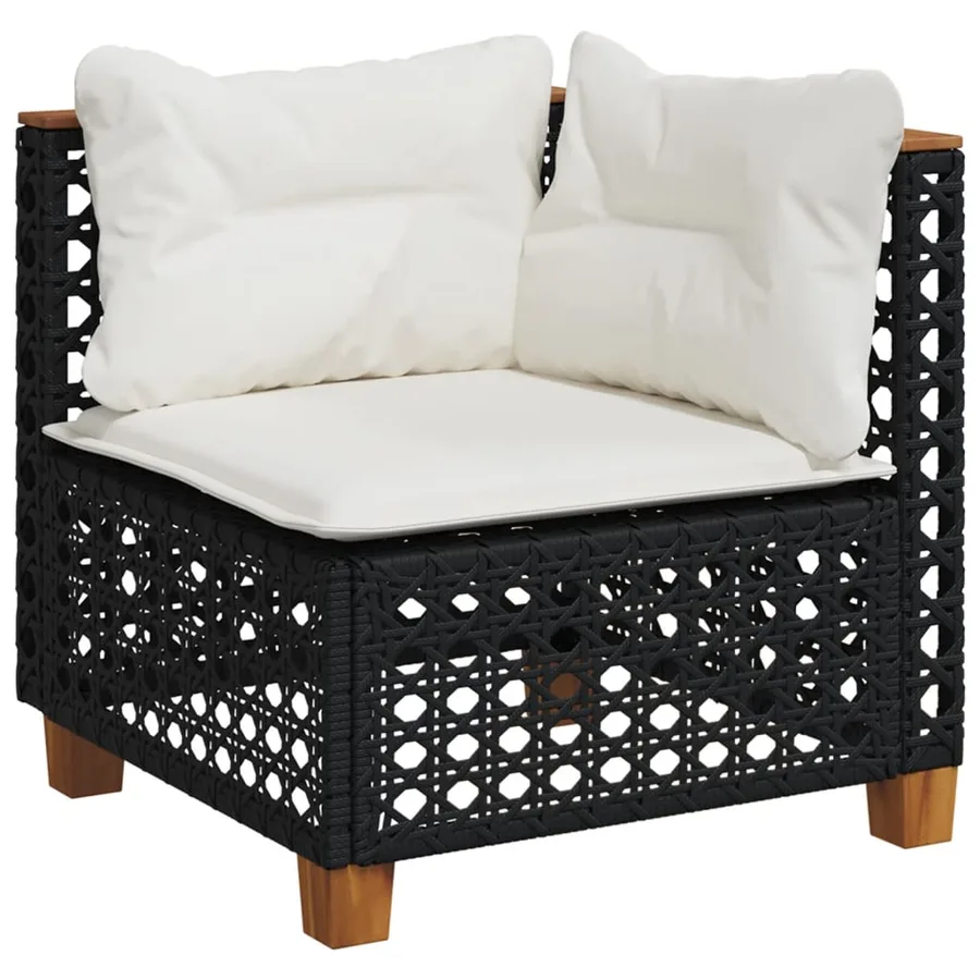 Salon de jardin 8 pcs avec coussins noir résine tressée - 3