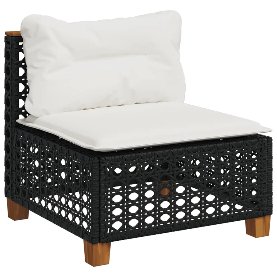 Salon de jardin 8 pcs avec coussins noir résine tressée - 4