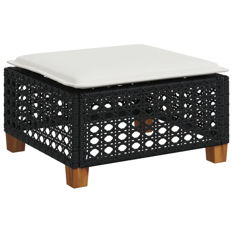 Salon de jardin 8 pcs avec coussins noir résine tressée - 5