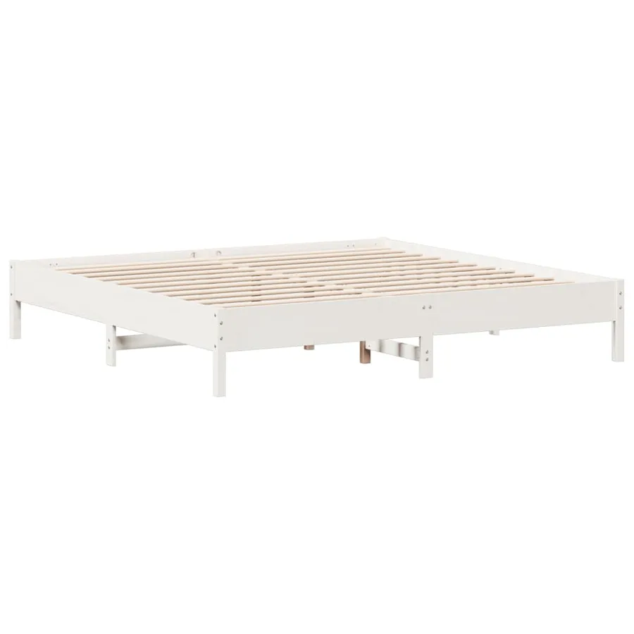 Cadre de lit sans matelas blanc 200x200 cm bois massif de pin - 2