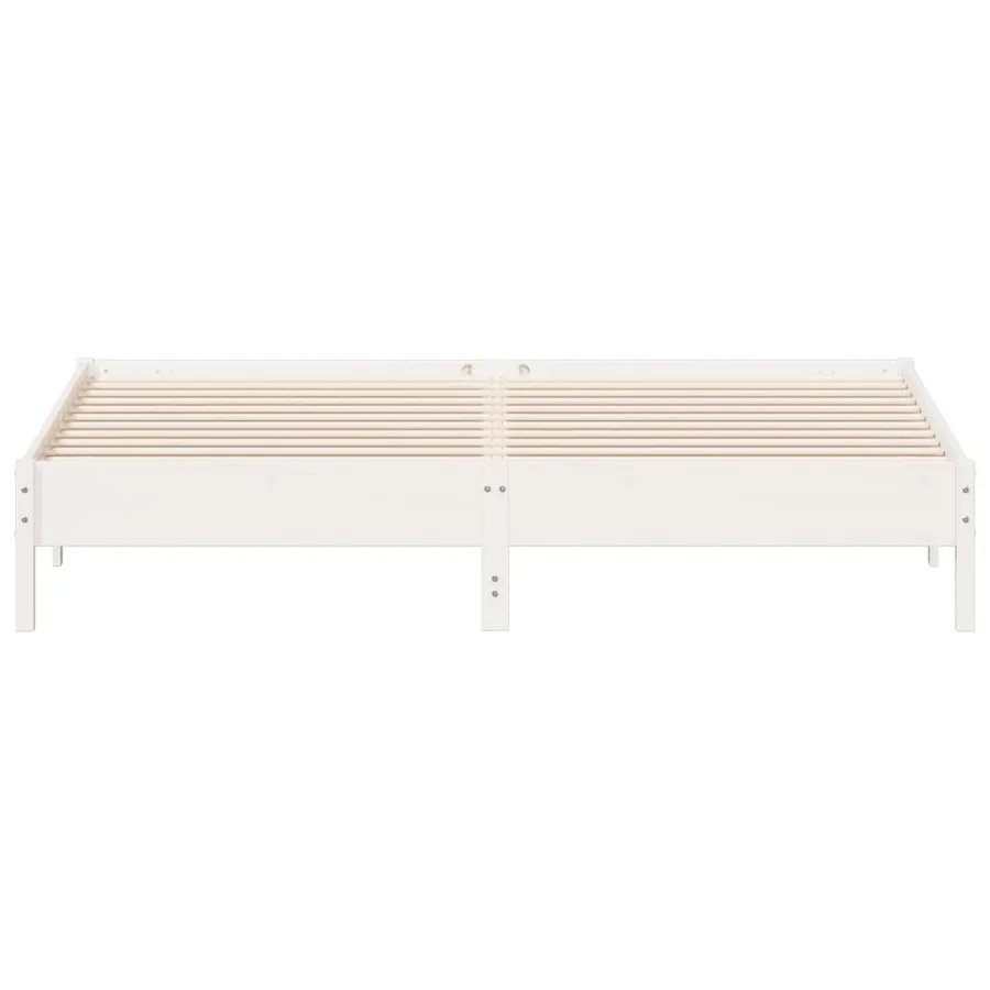Cadre de lit sans matelas blanc 200x200 cm bois massif de pin - 4