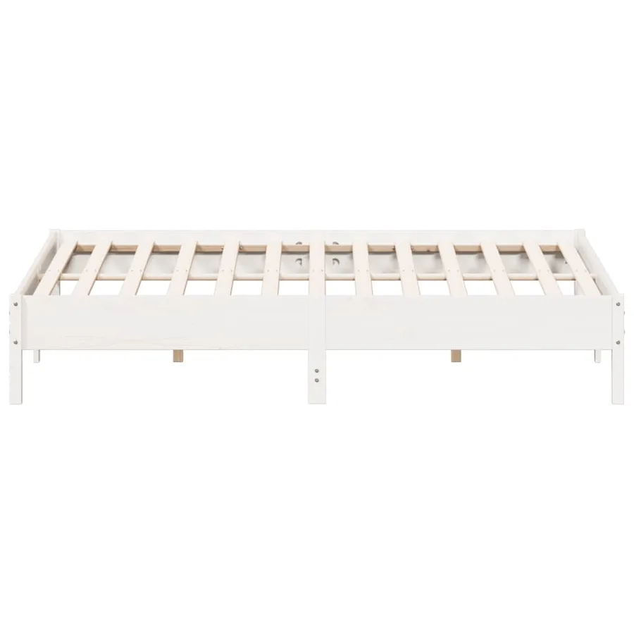 Cadre de lit sans matelas blanc 200x200 cm bois massif de pin - 5