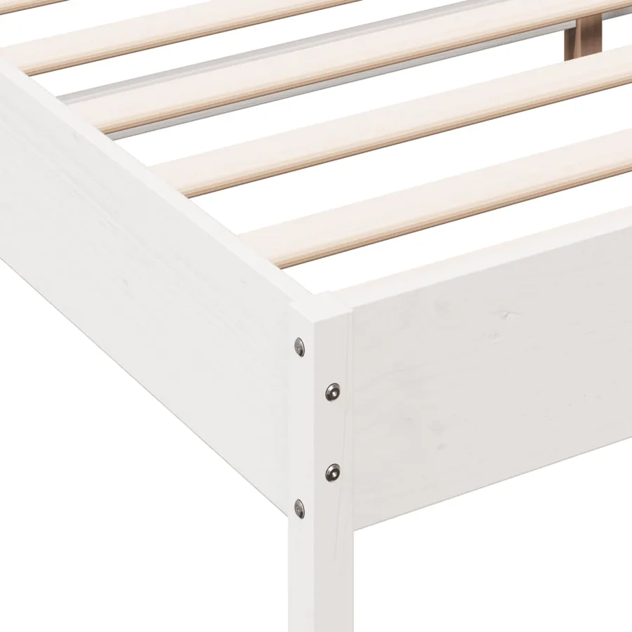 Cadre de lit sans matelas blanc 200x200 cm bois massif de pin - 7