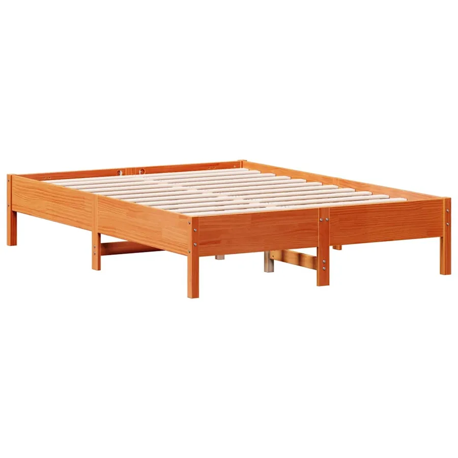 Cadre de lit sans matelas cire marron 120x190cm bois pin massif - 6