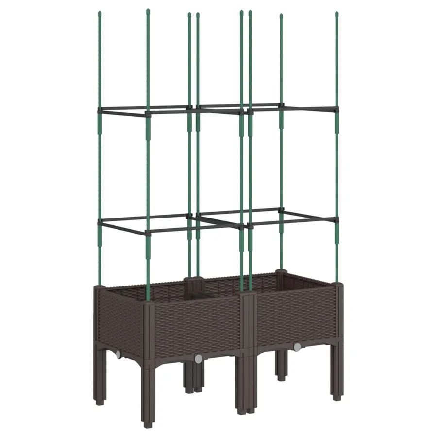 Jardinière avec treillis marron 80x40x142,5 cm PP - 2