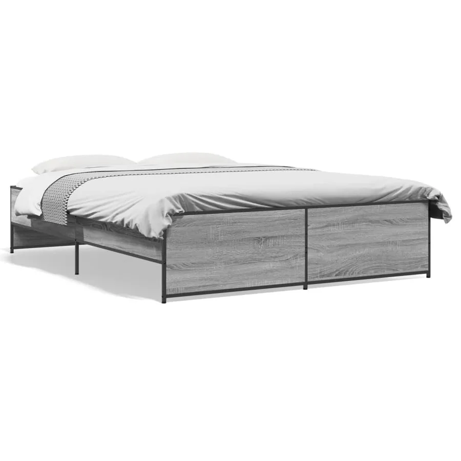 Cadre de lit sans matelas sonoma gris 140x200 cm - 2