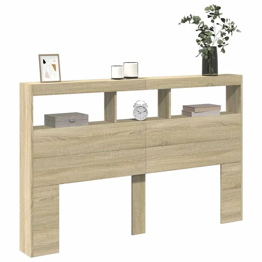 Armoire tête de lit avec LED chêne sonoma 160x17x102 cm - 5