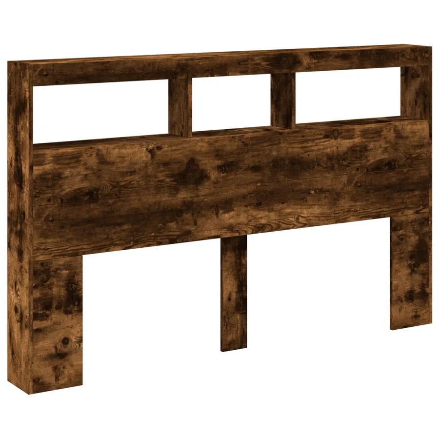Armoire tête de lit avec LED chêne fumé 160x17x102 cm - 3