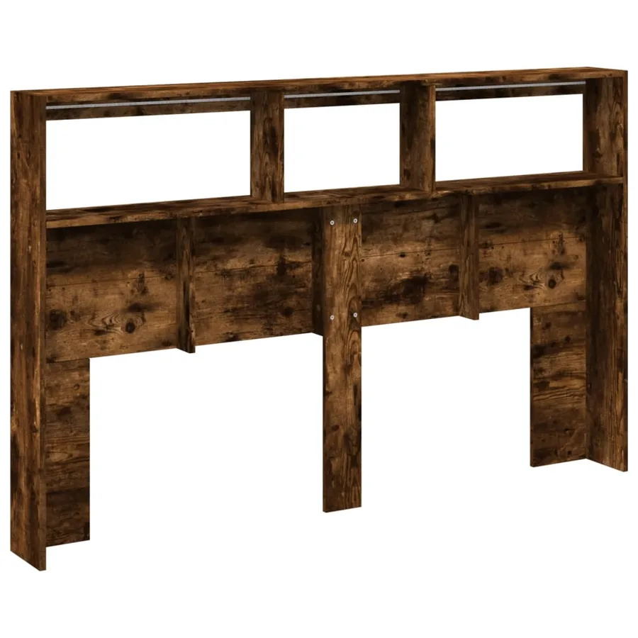Armoire tête de lit avec LED chêne fumé 160x17x102 cm - 8