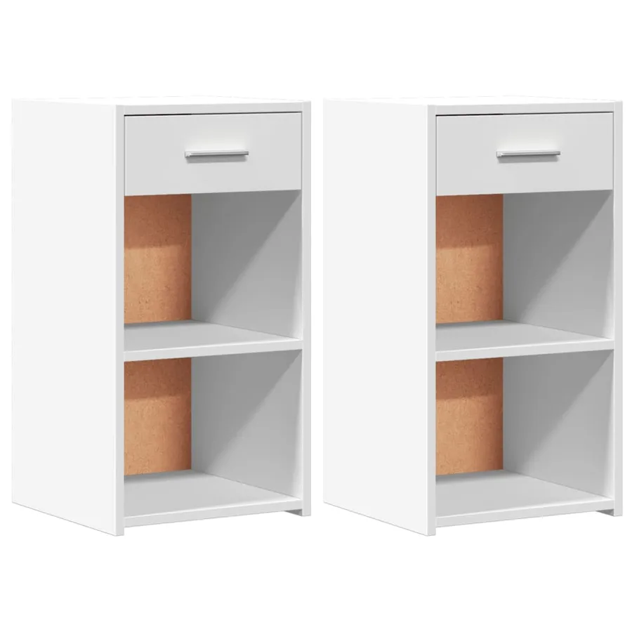 Tables de chevet 2 pcs blanc 35x34x65 cm bois d'ingénierie - 2