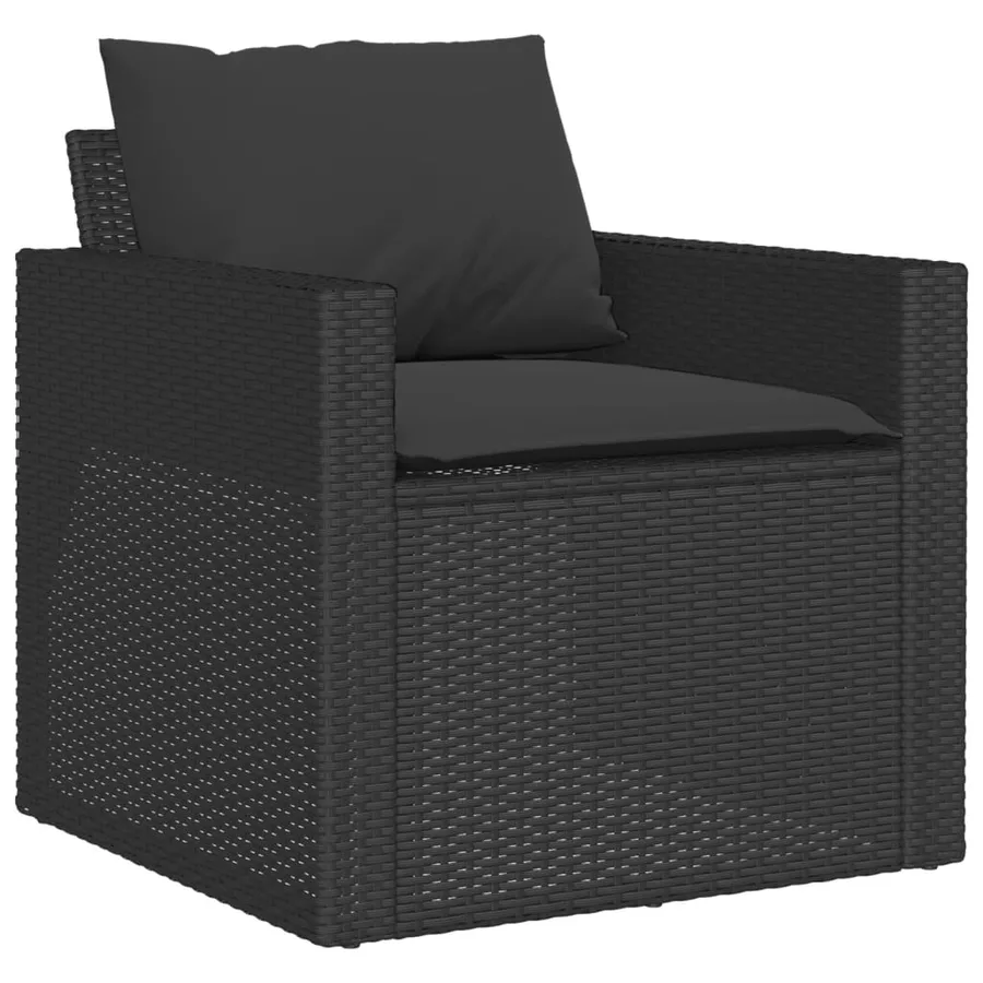 Salon de jardin 4 pcs avec coussins noir résine tressée - 4