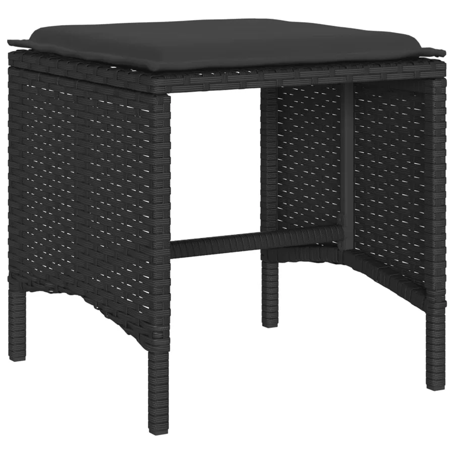 Salon de jardin 4 pcs avec coussins noir résine tressée - 5