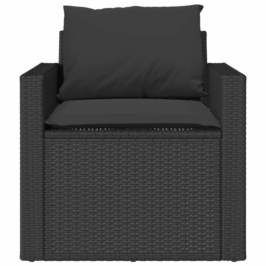 Salon de jardin 4 pcs avec coussins noir résine tressée - 6