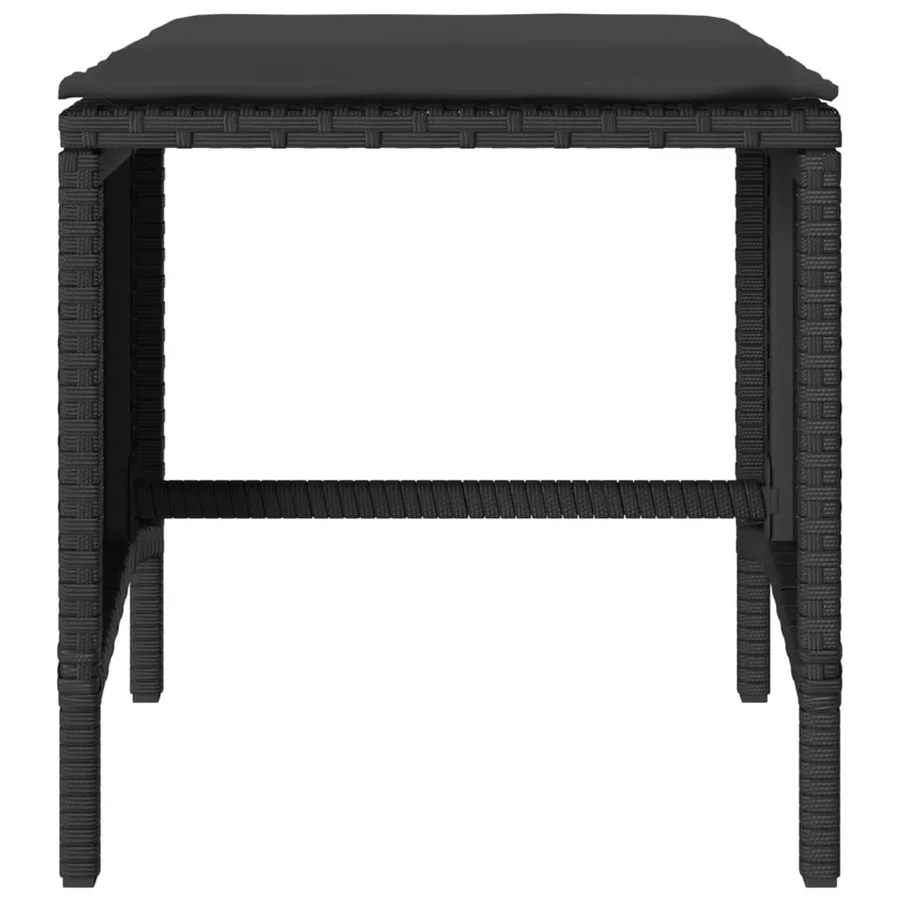 Salon de jardin 4 pcs avec coussins noir résine tressée - 7