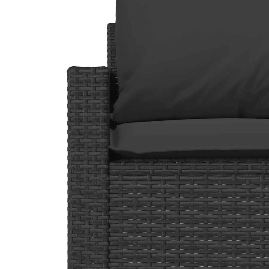 Salon de jardin 4 pcs avec coussins noir résine tressée - 8