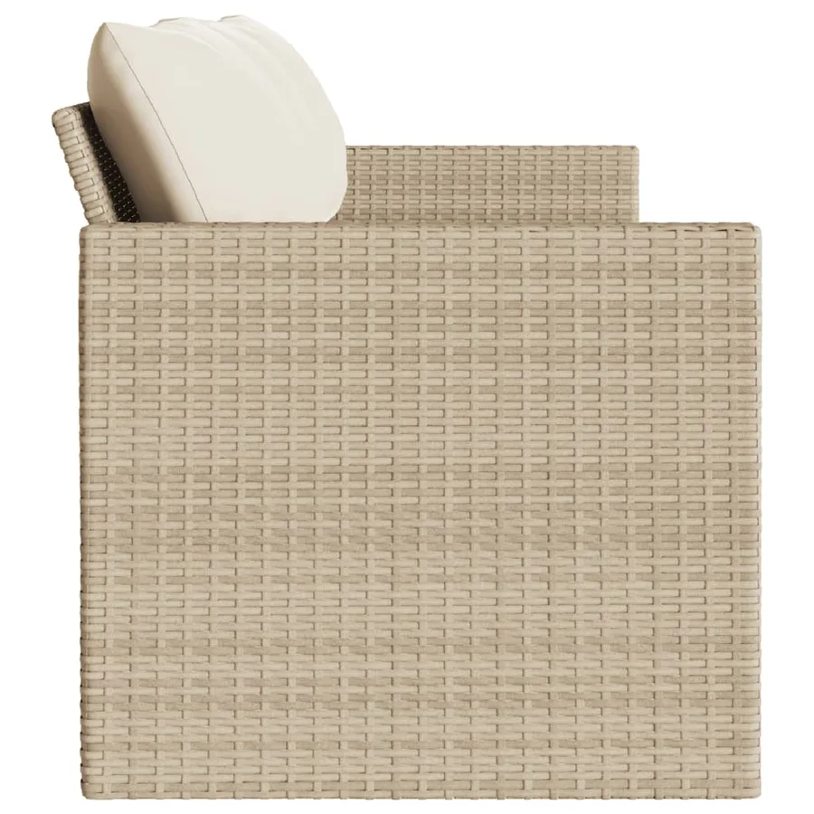 Canapé de jardin avec coussins 3 places beige résine tressée - 5