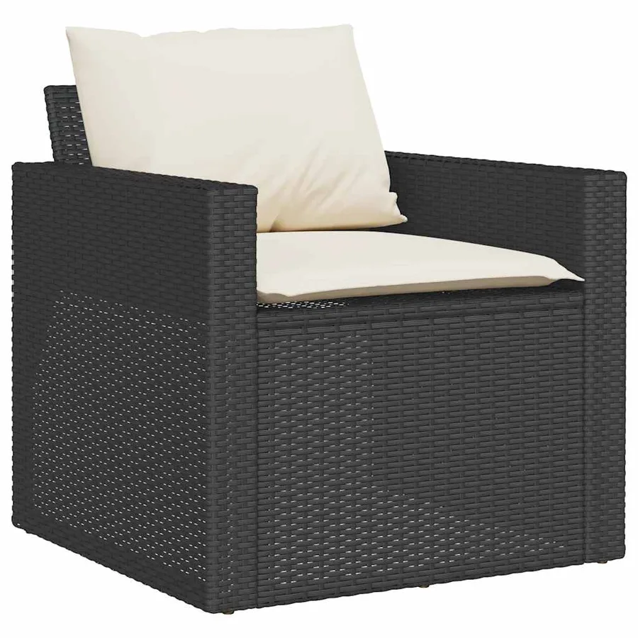 Salon de jardin 6 pcs avec coussins noir résine tressée - 4