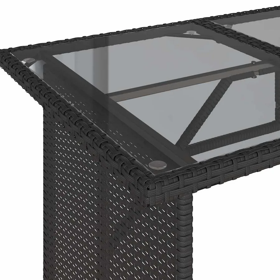 Salon de jardin 6 pcs avec coussins noir résine tressée - 9