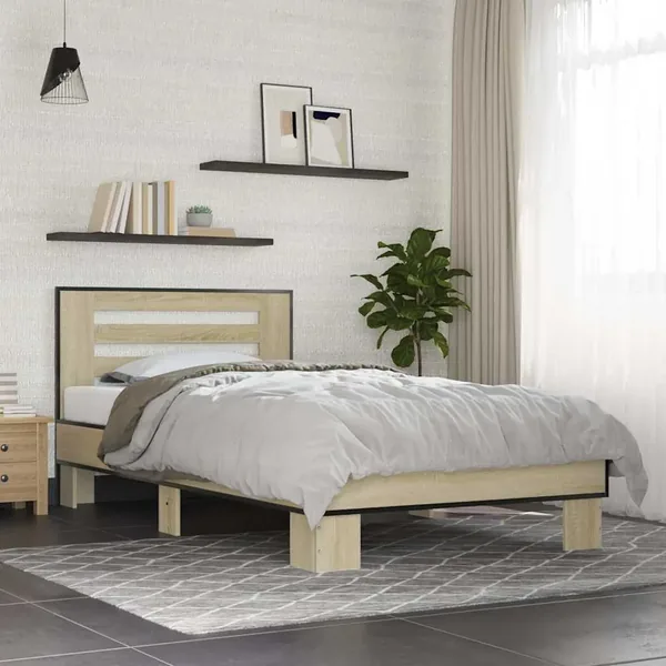 Cadre de lit sans matelas chêne sonoma 75x190 cm