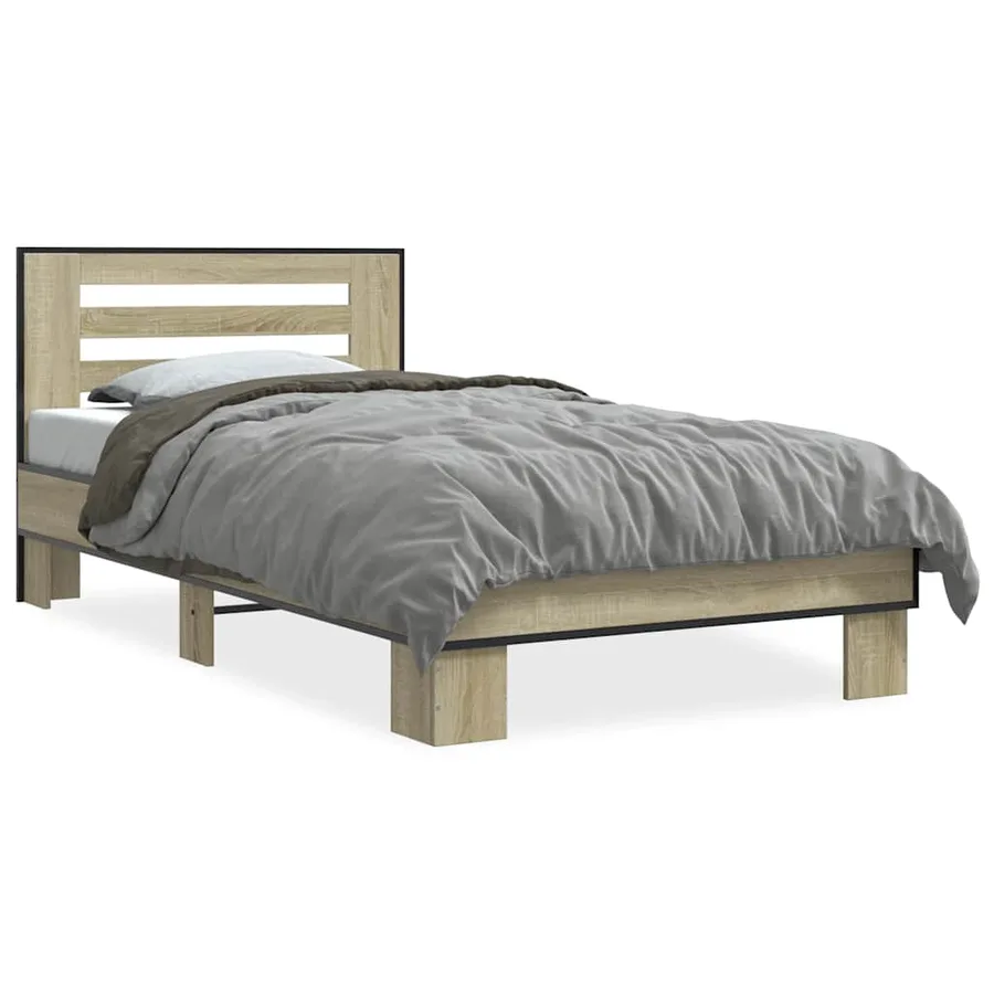 Cadre de lit sans matelas chêne sonoma 75x190 cm - 2