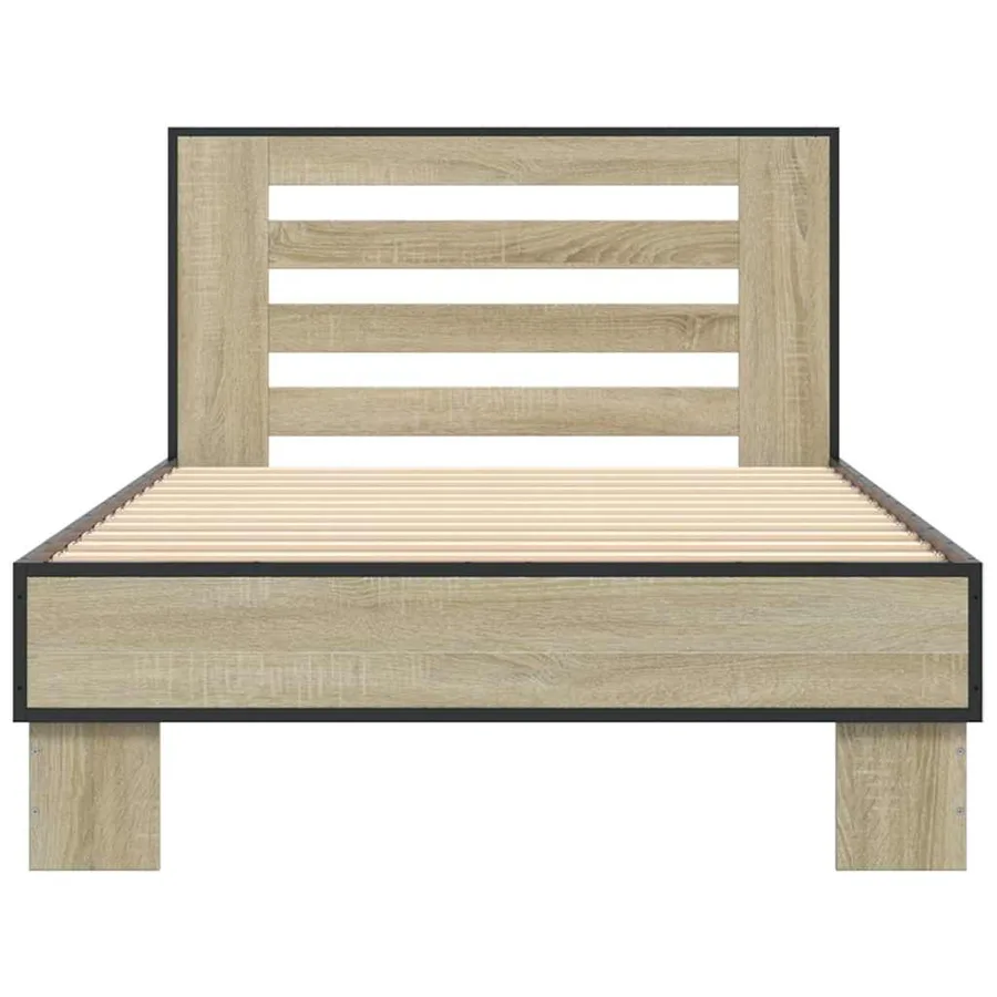Cadre de lit sans matelas chêne sonoma 75x190 cm - 4