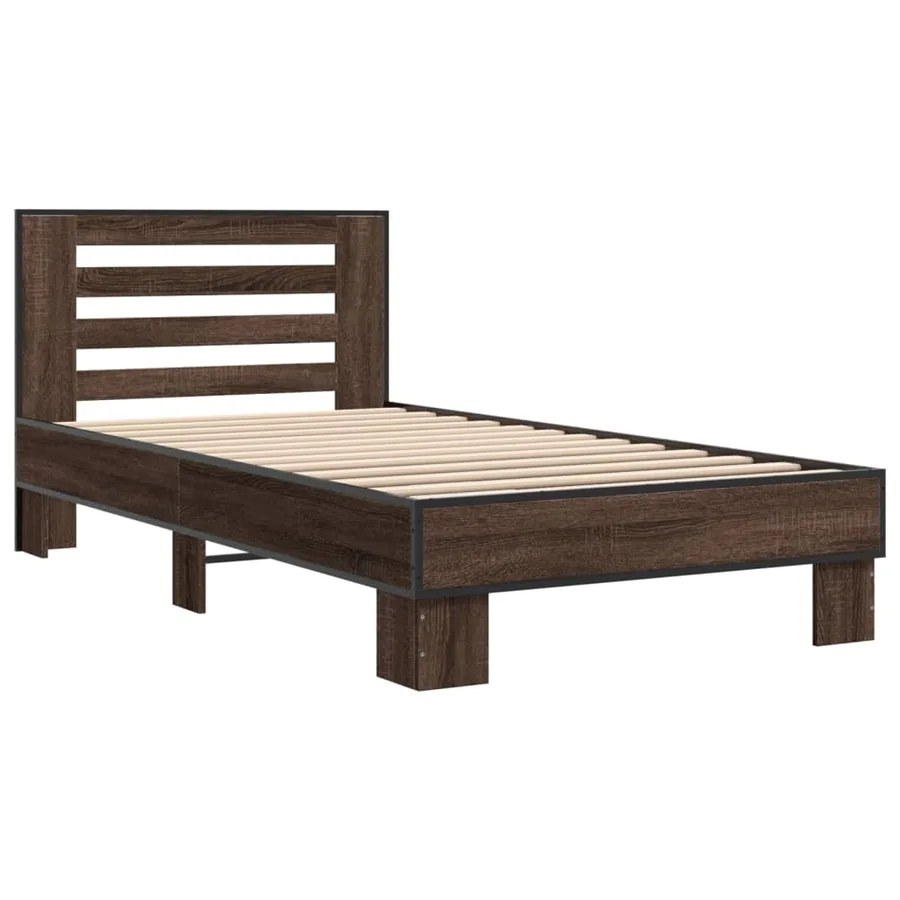 Cadre de lit sans matelas chêne marron 100x200 cm - 3