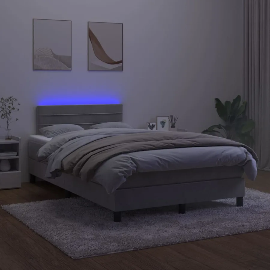 Sommier à lattes de lit avec matelas LED Gris clair 120x200 cm - 4