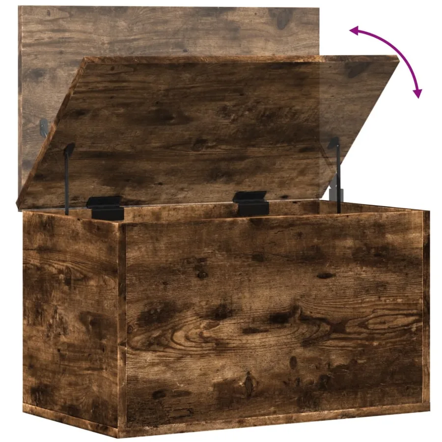 Boîte de rangement chêne fumé 60x35x35 cm bois d'ingénierie - 8