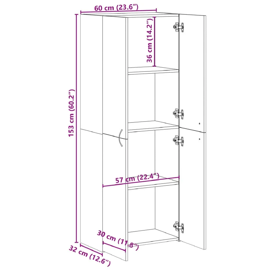 Armoire de classement chêne sonoma 60x32x153 cm bois ingénierie - 10