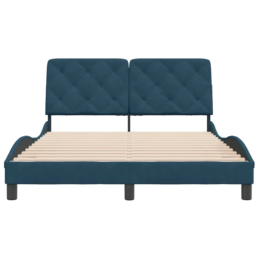Cadre de lit sans matelas bleu 140x200 cm velours - 5