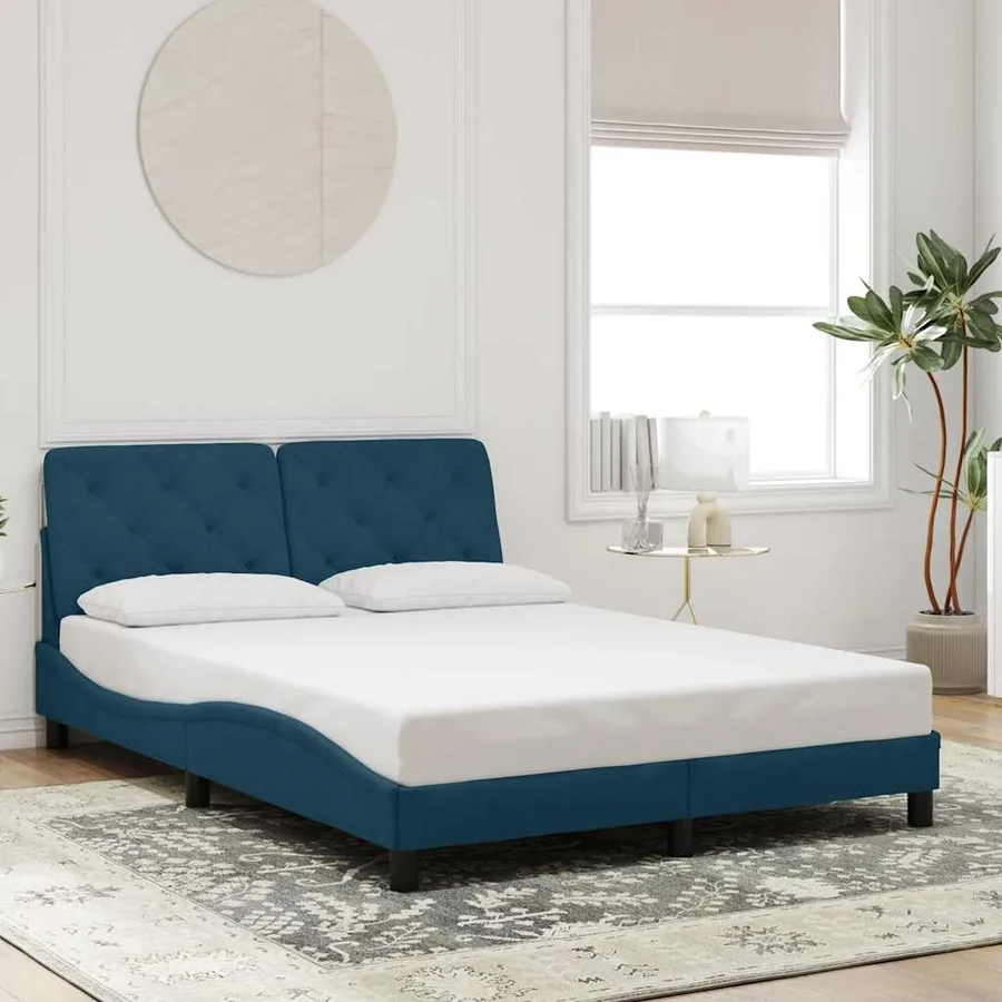 Cadre de lit avec LED sans matelas bleu 140x200 cm velours - 4