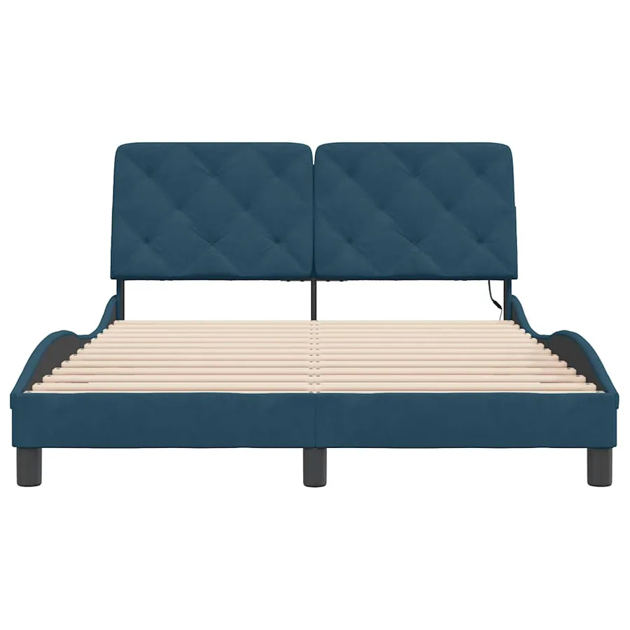 Cadre de lit avec LED sans matelas bleu 140x200 cm velours - 6
