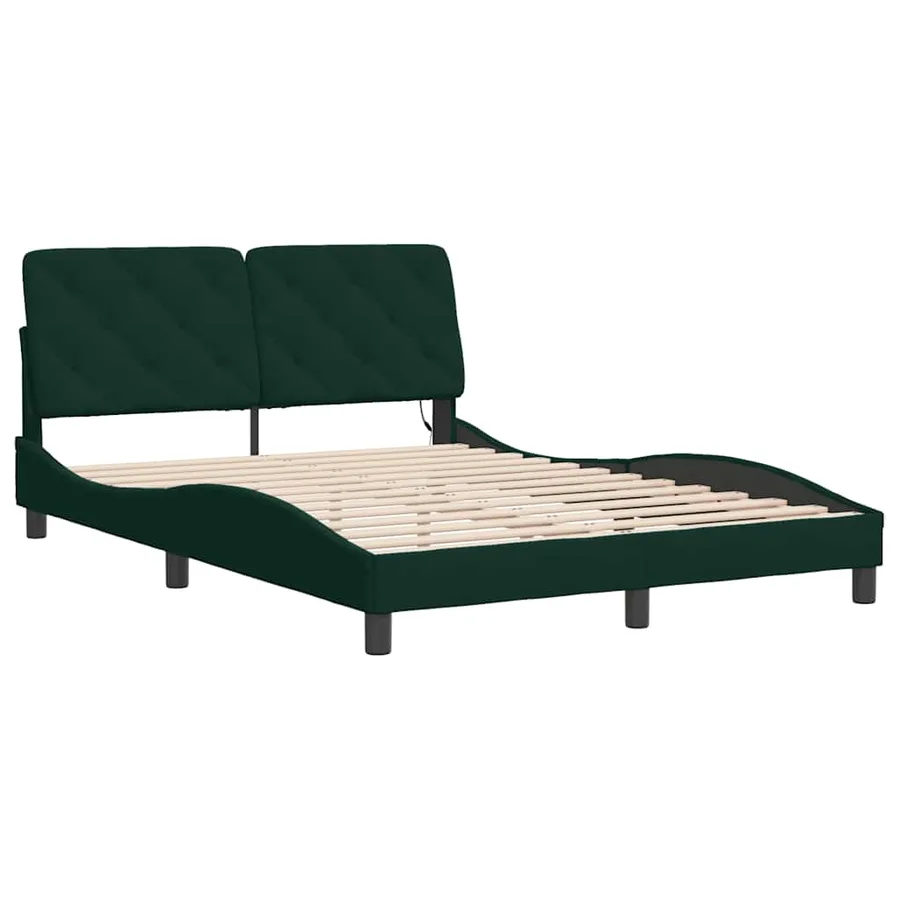 Cadre de lit avec LED sans matelas vert foncé 120x200cm velours - 3