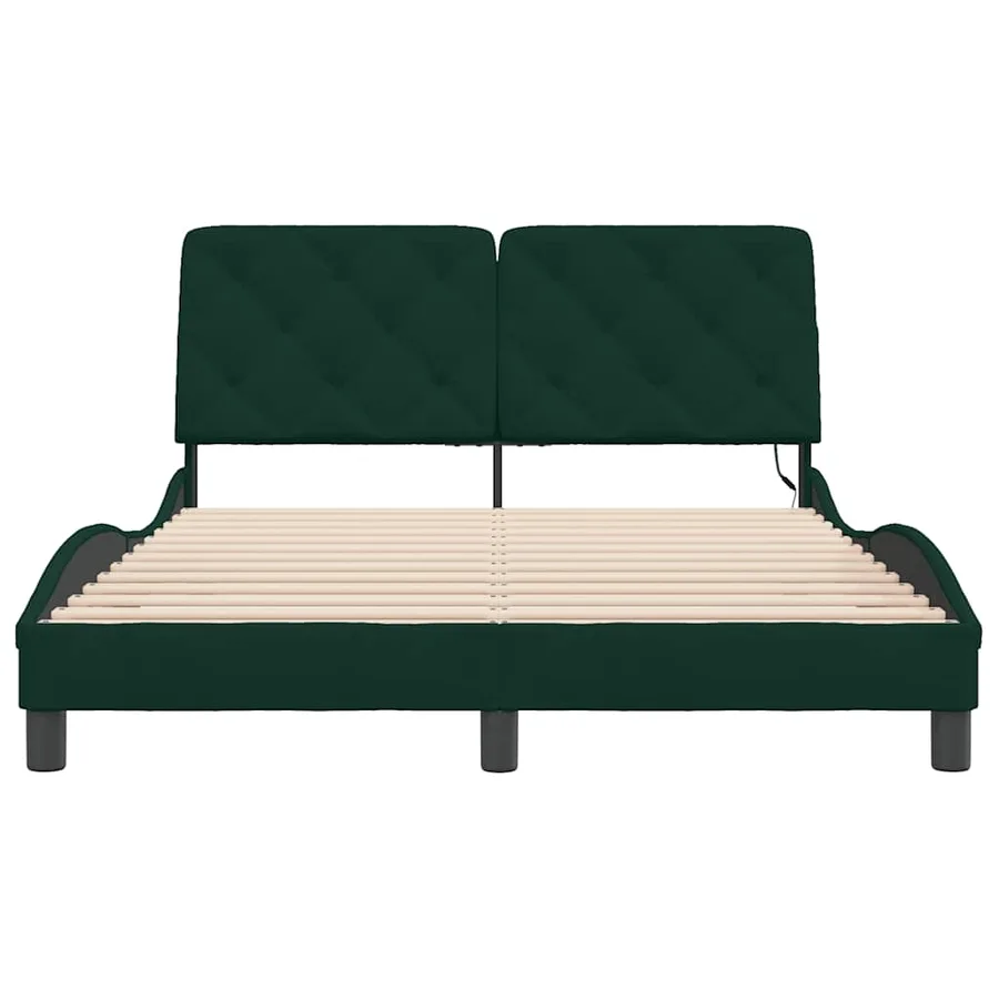 Cadre de lit avec LED sans matelas vert foncé 120x200cm velours - 6