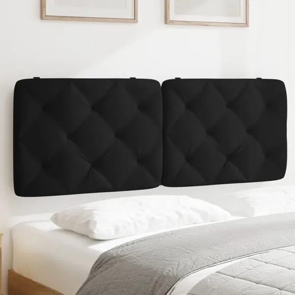 Coussin de tête de lit noir 140 cm velours