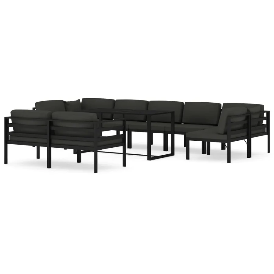 Salon de jardin 10 pcs avec coussins Aluminium Anthracite - 2